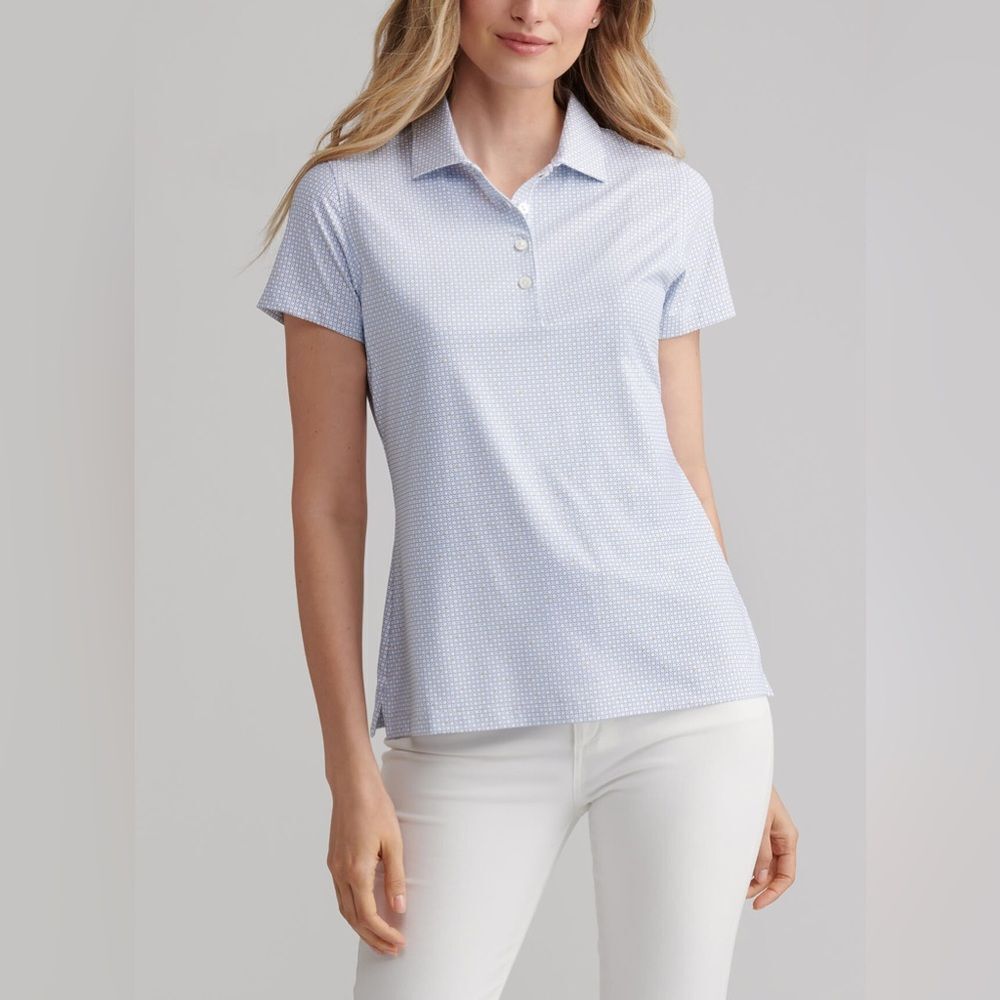Peter Millar NWT Womens Embroidered Day Break Jersey Polo Vintage Indigo Medium